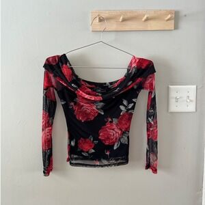 Y2K floral off the shoulder top